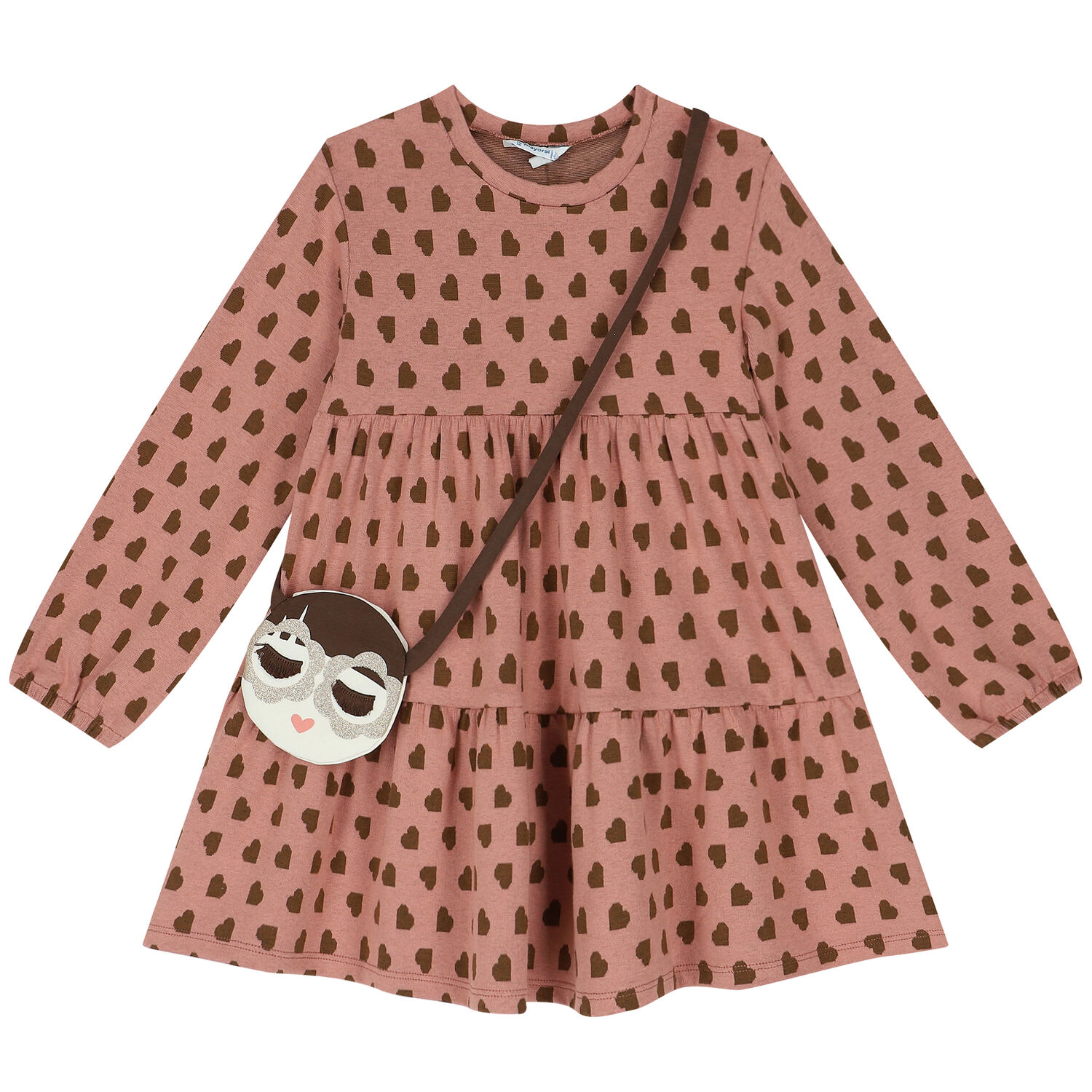 Girls Pink Heart Dress & Bag Set, 3, hi-res image number null